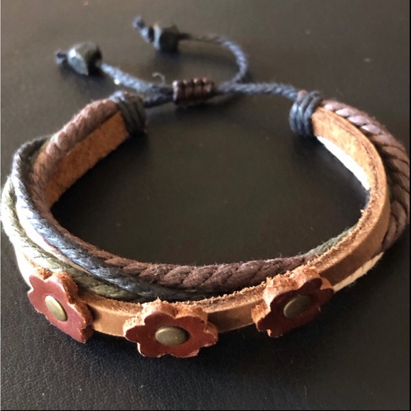 NEW 2 Boho Bracelets Thick Braided Bracelet & Artisan Leather Bracelet - Picture 5 of 5